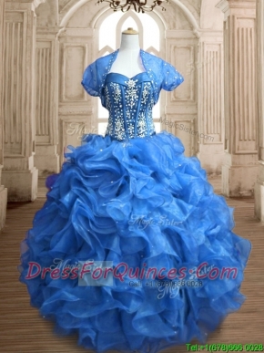 Discount Big Puffy Organza Quinceanera Dress with Beading and Ruffles