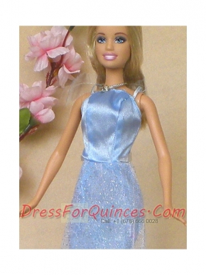 Simple Baby Blue Holiday Dress To Barbie Doll