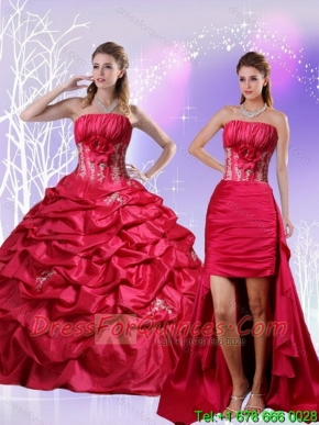 Detachable and Classical Appliques and Pick Ups Quinceanera Dress in Red