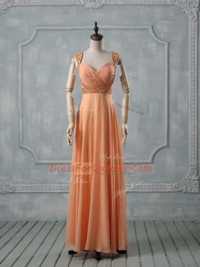 Stunning Orange Sleeveless Chiffon Criss Cross Prom Dresses for Prom and Party and Military Ball