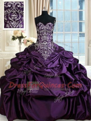 Pick Ups Floor Length Ball Gowns Sleeveless Purple 15th Birthday Dress Lace Up