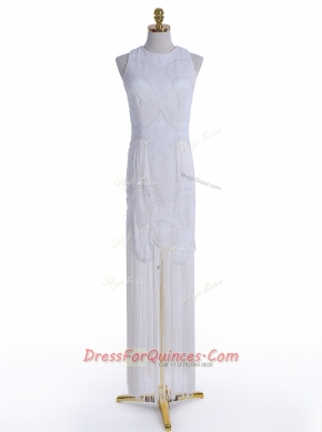 Scoop Chiffon Sleeveless Floor Length Prom Evening Gown and Beading