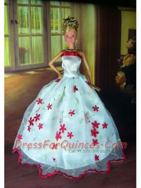 Sweet Lace White Strapless Party Clothes Fashion Dress for Noble Barbie