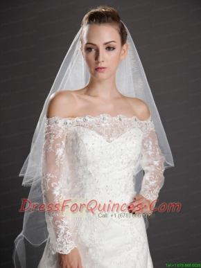 Inspired Layer Ribbon Edge Organza Bridal Veil