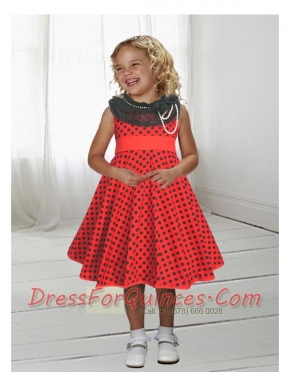 Beautiful A-Line Scoop Knee-length Orange Red Little Girl Dress