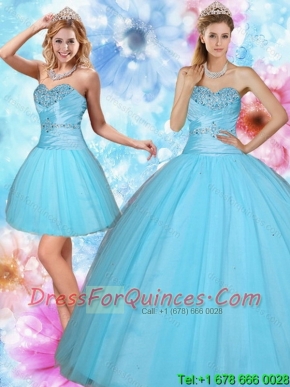 2015 Elegant Sweetheart Beaded Quinceanera Dress in Baby Blue