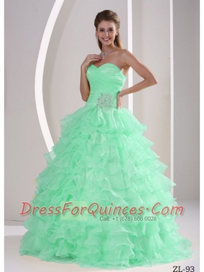 Ruffles Sweetheart Appliques and Ruch  Pretty Quinceanera Dresses For Military Ball