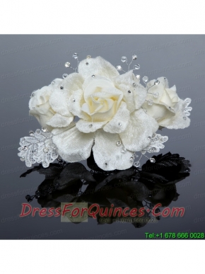 2014 Cute Lace Rhinestone Pearl White Fascinators