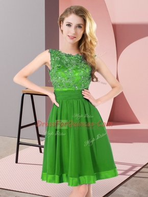 Sumptuous Scoop Sleeveless Chiffon Dama Dress Beading and Appliques Backless