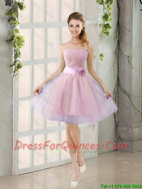 Custom Made A Line Strapless Junior Dresses with Hand Made Flowers