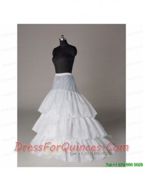 Unique Organza A Line Sweep Train White Petticoat