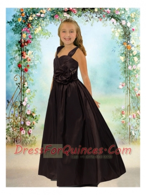 Elegant Sweetheart Floor-length Flower Girl Dress in Black