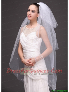Three-tier Tulle With Embroidery Bridal Veil