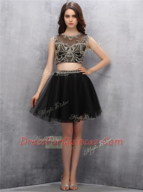 Scoop Sleeveless Beading Zipper Homecoming Dress