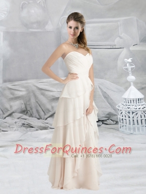 Perfect Empire Ruffles Sweetheart White Dama Dress for 2015
