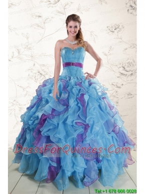 2015 New Style Multi Color Quinceanera Dresses with Beading and Ruffles