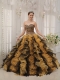 2013 Multi-colored Leopard Sweetheart Organza Beading Ball Gown Quinceanera Dress