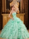 Apple Green Ball Gown Sweetheart Floor-length Ruffles Organza And Taffeta Quinceanera Dress