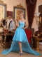 Aqua Blue A-line Sweetheart High-low Taffeta and Organza Beading Prom Dress