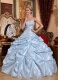 Baby Blue Ball Gown Sweetheart Floor-length Taffeta Embroidery with Beading Quinceanera Dress