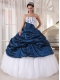 Beautiful Ball Gown Strapless Floor-length Taffeta and Tulle Embroidery Quinceanera Dress