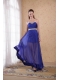 Blue Empire Sweetheart Floor-length Chiffon Beading and Ruch Prom / Celebrity Dress