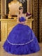 Bule Ball Gown Sweetheart Floor-length Organza Appliques Quinceanera Dress