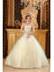 Champagne A-line Sweetheart Floor-length Beading Satin and Organza Quinceanera Dress