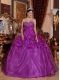 Eggplant Purple Ball Gown Sweetheart Floor-length Organza Beading Quinceanera Dress