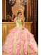 Elegant Ball Gown One Shoulder Floor-length Taffeta And Organza Beading And Ruffles Quinceanera Dress