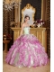 Fuchsia and Apple Green Ball Gown Sweetheart Floor-length Organza Appliques Quinceanera Dress