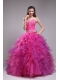 Fuchsia Ball Gown Sweetheart Floor-length Orangza Appliques Quinceanera Dress