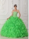 Green Ball Gown Strapless Floor-length Organza Beading Quinceanera Dress