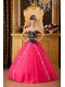 Hot Pink A-line / Princess Sweetheart Floor-length Tulle Beading Quinceanera Dress