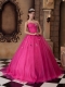 Hot Pink A-line Sweetheart Floor-length Organza Beading Quinceanera Dress