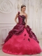 Hot Pink Ball Gown One Shoulder Floor-length Zebra or Leopard Appliques Quinceanera Dress