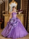 Lavender Ball Gown Strapless Floor-length Appliques Taffeta Quinceanera Dress