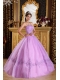 Lavender Ball Gown Strapless Floor-length Appliques Tulle Quinceanera Dress
