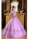 Lavender Ball Gown Strapless Floor-length Appliques Tulle Quinceanera Dress