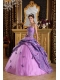 Lavender Ball Gown Strapless Floor-length Taffeta Beading Quinceanera Dress