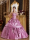 Lavender Ball Gown Strapless Floor-length Taffeta Beading Quinceanera Dress