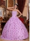 Lavender Ball Gown Sweetheart Floor-length Tulle Sequins Quinceanera Dress