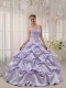 Lilac Ball Gown Strapless Floor-length Taffeta Appliques Sweet 16 Dress