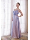 Lilac Empire Straps Floor-length Tulle and Taffeta Beading Prom Dress