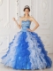 Multi-color A-Line / Princess Sweetheart Floor-length Organza Beading Quinceanera Dress