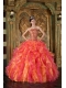 Multi-Color Ball Gown Strapless Floor-length Organza Beading and Ruffles Quinceanera Dress