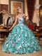 Multi-color Ball Gown Sweetheart Floor-length Organza Printing Quinceanera Dress