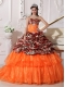 OraLeopard and Organza Quinceanera Dress Sweetheart Sweep / Brush Train Appliques Ball Gown