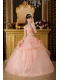 Pink Ball Gown Strapless Floor-length Organza Beading Quinceanera Dress