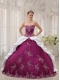 Purple and White Ball Gown Sweetheart Floor-length Satin and Taffeta Embroidery Quinceanera Dress